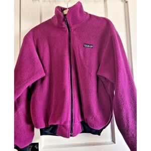Vtg Patagonia made in USA fuchsia‎ pink fleece full zip jacket woman sz 11/12